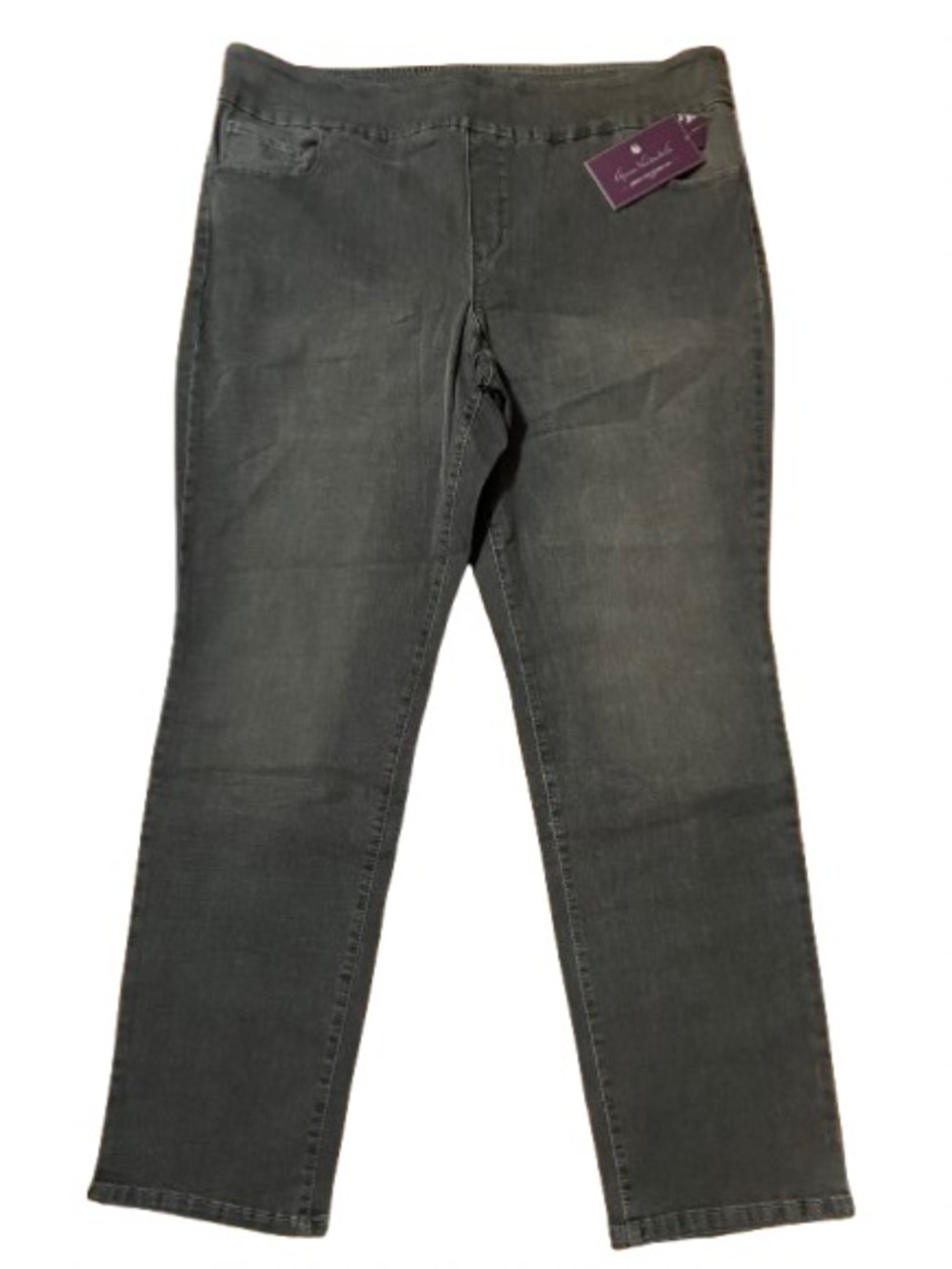 NWT Gloria Vanderbilt Amanda Pull On Stretch Slim Leg Jeans - Charcoal Size 20W